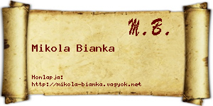 Mikola Bianka névjegykártya